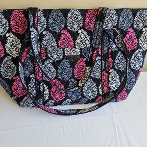 Vera Bradley black leaf pattern large tote bag gently used.